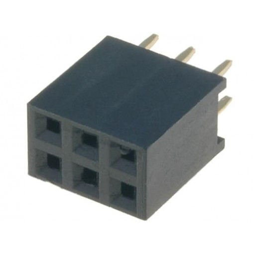 DS1023-2*3S21; Socket; pin strips; female; PIN: 6; straight; 2.54mm; THT; 2x3; 3A; CONNFLY DS1023-2*3S21; Socket; pin strips; female; PIN: 6; straight; 2.54mm; THT; 2x3; 3A; CONNFLY