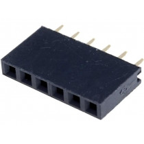DS1023-1*6S21; Socket; pin strips; female; PIN: 6; straight; 2.54mm; THT; 1x6; 3A; CONNFLY DS1023-1*6S21; Socket; pin strips; female; PIN: 6; straight; 2.54mm; THT; 1x6; 3A; CONNFLY