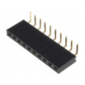 DS1024-1*10R0; Socket; pin strips; female; PIN: 10; angled 90°; 2.54mm; THT; 1x10; CONNFLY