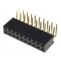 DS1024-2*10R0; Socket; pin strips; female; PIN: 20; angled 90°; 2.54mm; THT; 2x10; CONNFLY