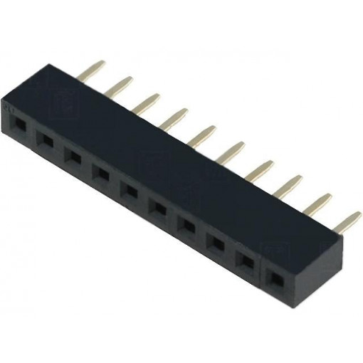 DS1026-01-1X10S8BV; Socket; pin strips; female; PIN: 10; straight; 2mm; THT; 1x10; CONNFLY