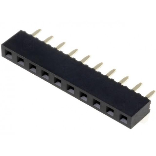ZL305-10; Socket; pin strips; female; PIN: 10; straight; 2.54mm; THT; 1x10; NINIGI