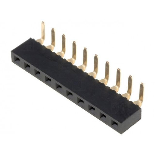 ZL306-10; Socket; pin strips; female; PIN: 10; angled 90°; 2.54mm; THT; 1x10; NINIGI