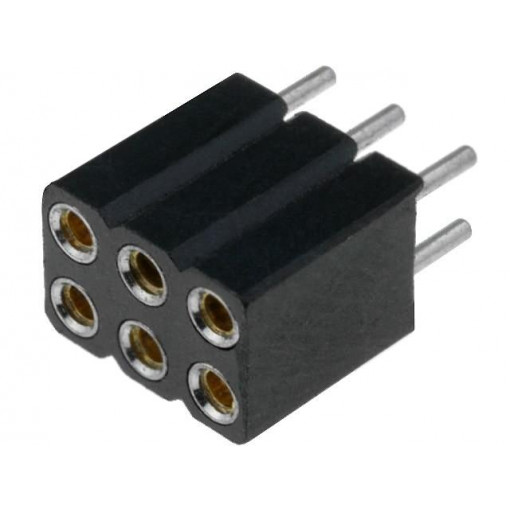 DS1002-03-2*3131; Socket; pin strips; female; PIN: 6; turned contacts; straight; THT; CONNFLY