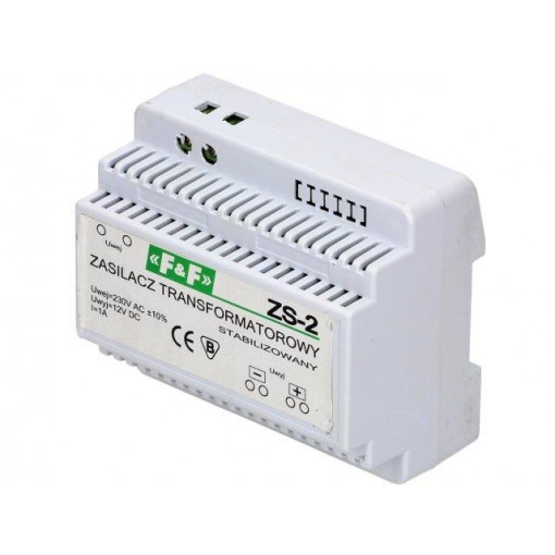 ZS-2; Power supply: transformer type; 12VDC; 1A; 230VAC; Mounting: DIN; F&F