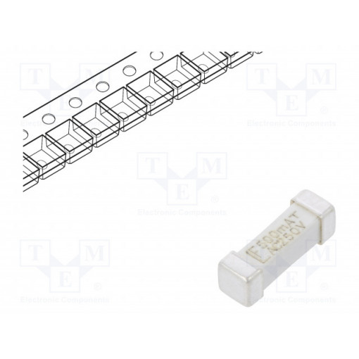 0443.500DR; Fuse: fuse; time-lag; 500mA; 250VAC; SMD; ceramic; 10,1x3,1x3,25mm; LITTELFUSE
