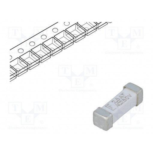 044302.5DR; Fuse: fuse; time-lag; 2.5A; 250VAC; SMD; ceramic; 10,1x3,1x3,25mm; LITTELFUSE 044302.5DR; Fuse: fuse; time-lag; 2.5A; 250VAC; SMD; ceramic; 10,1x3,1x3,25mm; LITTELFUSE