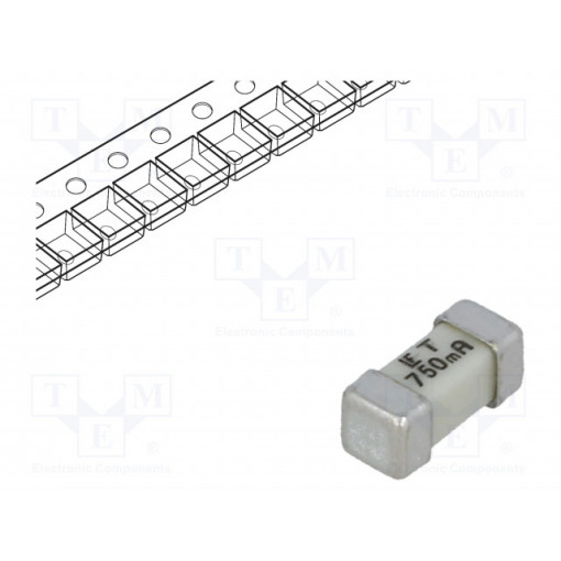 0454.750MR; Fuse: fuse; time-lag; 750mA; 125V; SMD; ceramic; Case: 2410; 454; LITTELFUSE 0454.750MR; Fuse: fuse; time-lag; 750mA; 125V; SMD; ceramic; Case: 2410; 454; LITTELFUSE