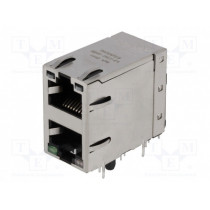 0845-2R1T-E4; Socket; RJ45; PIN: 8; shielded,double,with LED; Layout: 8p8c; THT; BEL FUSE
