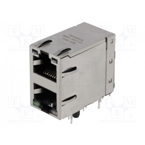 0845-2R1T-E4; Socket; RJ45; PIN: 8; shielded,double,with LED; Layout: 8p8c; THT; BEL FUSE