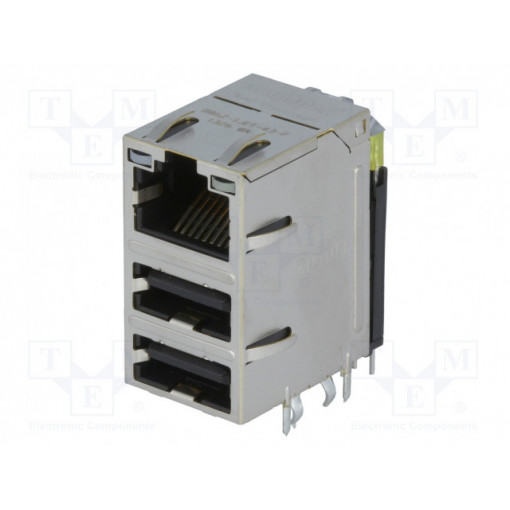 0862-1J1T-43-F; Socket; RJ45 + USB A; PIN: 8; shielded,with LED; Layout: 8p8c; THT; BEL FUSE