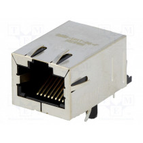 08B1-1X1T-06-F; Socket; RJ45; PIN: 8; shielded,with isolation transformer; THT; BEL FUSE