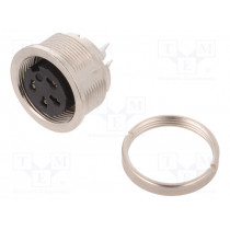 09 0312 00 04; Connector: M16; socket; female; soldering; PIN: 4; 6A; 250V; straight; BINDER