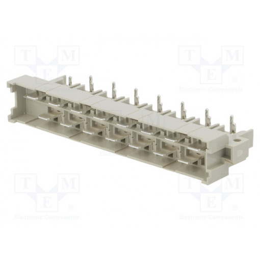 09061152932; Socket; DIN 41612; grounding contact; male; PIN: 15; THT; on PCBs; HARTING