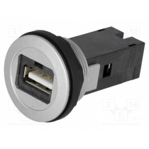09454521901; USB socket; 22mm; har-port; -25÷70°C; Ø22.3mm; IP20; Colour: silver; HARTING
