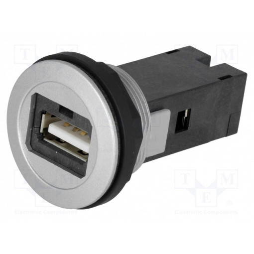 09454521901; USB socket; 22mm; har-port; -25÷70°C; Ø22.3mm; IP20; Colour: silver; HARTING