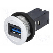 09454521902; USB socket; 22mm; har-port; -25÷70°C; Ø22.3mm; IP20; Colour: silver; HARTING