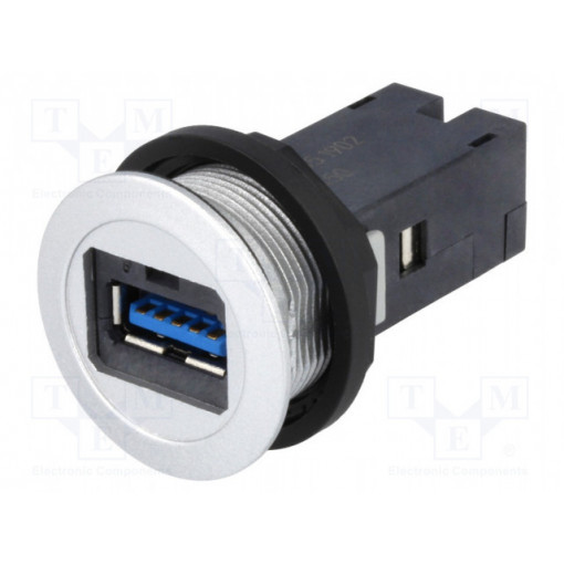 09454521902; USB socket; 22mm; har-port; -25÷70°C; Ø22.3mm; IP20; Colour: silver; HARTING
