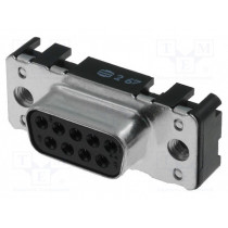 09661516511; D-Sub; PIN: 9; socket; female; straight; THT; M3; Type: PCB snap-in; HARTING