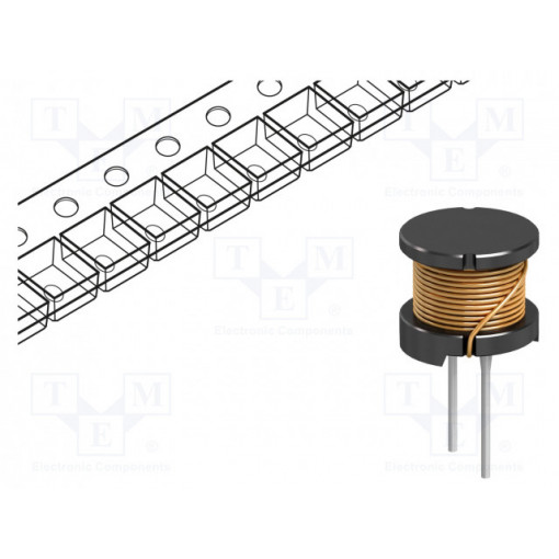 09HVP-821K-50; Inductor: wire; THT; 82uH; 800mA; 910mΩ; ±10%; Ø12.5x10.8mm; 100kHz; FASTRON