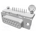 1-106506-2; D-Sub; PIN: 15; socket; female; PCB snap; angled 90°; THT; UNC4-40; TE Connectivity 1-106506-2; D-Sub; PIN: 15; socket; female; PCB snap; angled 90°; THT; UNC4-40; TE Connectivity
