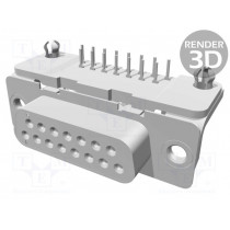 1-106506-2; D-Sub; PIN: 15; socket; female; PCB snap; angled 90°; THT; UNC4-40; TE Connectivity