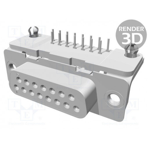 1-106506-2; D-Sub; PIN: 15; socket; female; PCB snap; angled 90°; THT; UNC4-40; TE Connectivity
