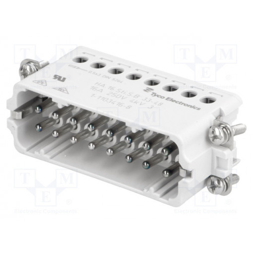 1-1103416-8; Connector: HTS; male; HTS HA; PIN: 16; size 9 (3 x 5); 16A; 250V; TE Connectivity 1-1103416-8; Connector: HTS; male; HTS HA; PIN: 16; size 9 (3 x 5); 16A; 250V; TE Connectivity