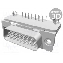 1-338169-2; D-Sub; PIN: 15; socket; male; PCB snap; angled 90°; THT; UNC4-40; TE Connectivity