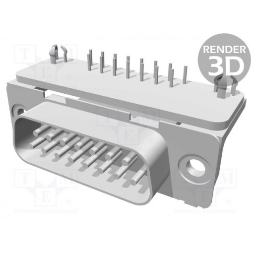 1-338169-2; D-Sub; PIN: 15; socket; male; PCB snap; angled 90°; THT; UNC4-40; TE Connectivity