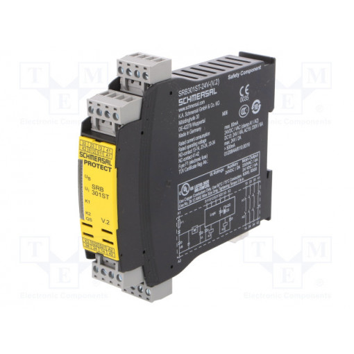 SRB301ST-24V-(V.2); Module: safety relay; Series: SRB 301ST; Mounting: DIN; -25÷60°C; SCHMERSAL