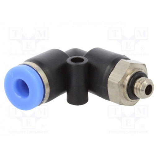 125.005-4; Push-in fitting; angled; M5; -0.95÷15bar; Mat: PBT; 4mm; PNEUMAT SYSTEM 125.005-4; Push-in fitting; angled; M5; -0.95÷15bar; Mat: PBT; 4mm; PNEUMAT SYSTEM