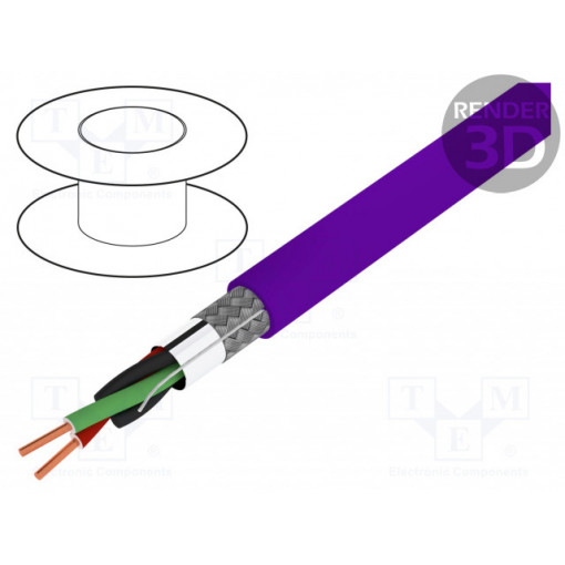 13-DRX22X02R; Wire; PROFIBUS; 1x2x0,64mm2; solid; Cu; PVC; violet; 30V; NEXANS 13-DRX22X02R; Wire; PROFIBUS; 1x2x0,64mm2; solid; Cu; PVC; violet; 30V; NEXANS