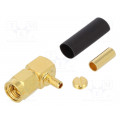 132123; Plug; SMA; male; angled 90°; 50Ω; crimped; for cable; teflon; AMPHENOL
