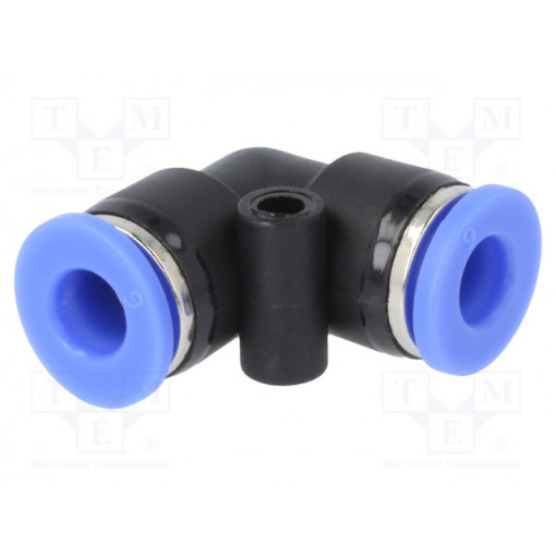 137.006; Push-in fitting; angled; -0.95÷15bar; Mat: PBT; 6mm; PNEUMAT SYSTEM