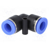 137.010; Push-in fitting; angled; -0.95÷15bar; Mat: PBT; 10mm; PNEUMAT SYSTEM