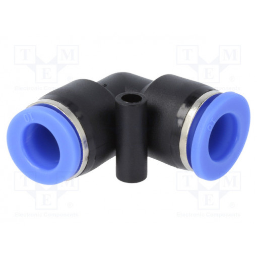 137.010; Push-in fitting; angled; -0.95÷15bar; Mat: PBT; 10mm; PNEUMAT SYSTEM