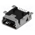 1734035-1; Socket; USB B mini; on PCBs; SMT; PIN: 5; horizontal; TE Connectivity