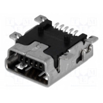 1734035-1; Socket; USB B mini; on PCBs; SMT; PIN: 5; horizontal; TE Connectivity