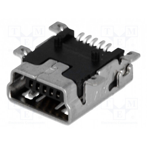 1734035-1; Socket; USB B mini; on PCBs; SMT; PIN: 5; horizontal; TE Connectivity