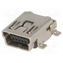 1734035-2; Socket; USB B mini; on PCBs; SMT; PIN: 5; horizontal; Package: reel; TE Connectivity