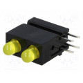 1801.7731; LED; in housing; yellow; 3mm; No.of diodes: 2; 20mA; 60°; 10÷20mcd; MENTOR