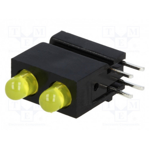 1801.7733; LED; in housing; yellow; 3mm; No.of diodes: 2; 20mA; 60°; 1.2÷4mcd; MENTOR