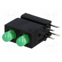 1801.8831; LED; in housing; green; 3mm; No.of diodes: 2; 20mA; 40°; 10÷20mcd; MENTOR