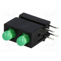1801.8833; LED; in housing; green; 3mm; No.of diodes: 2; 2mA; 60°; 1÷5mcd; MENTOR