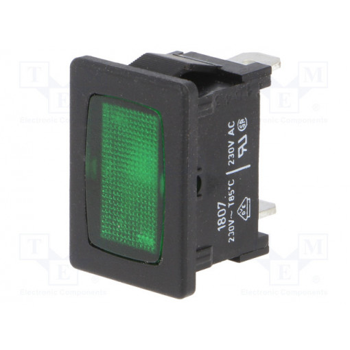 01807.1108-01; Indicator: with neon lamp; flat; green; 230VAC; plastic; Marquardt