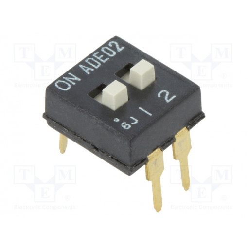 1825057-1; Switch: DIP-SWITCH; Pos: 2; SPST; 0.1A/24VDC; Illumin: none; 50mΩ; TE Connectivity