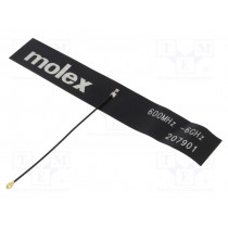 2079010100; Antenna; 2G,3G,4G,GSM,LTE; linear; Mounting: for ribbon cable; MOLEX 2079010100; Antenna; 2G,3G,4G,GSM,LTE; linear; Mounting: for ribbon cable; MOLEX