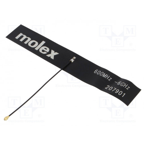2079010100; Antenna; 2G,3G,4G,GSM,LTE; linear; Mounting: for ribbon cable; MOLEX 2079010100; Antenna; 2G,3G,4G,GSM,LTE; linear; Mounting: for ribbon cable; MOLEX