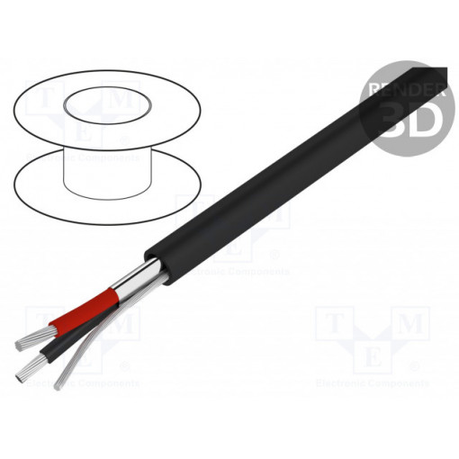 2461C BK005; Wire; Alpha Essential C&C; 2x22AWG; Al-PET foil; PVC; black; 300V; ALPHA WIRE